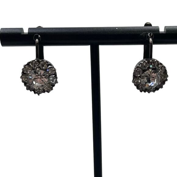 Vintage USSR Gilt 21k Gold Soviet Sterling Silver 875 Rock Crystal Earrings - Picture 2 of 16